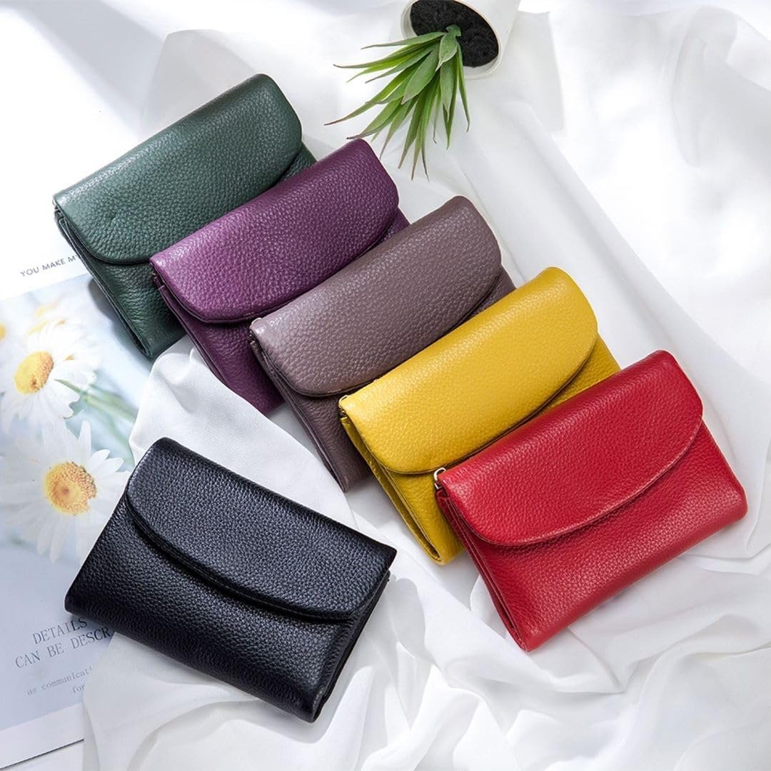 Cartera de piel compacta con protección RFID y doble compartimento para monedas — Negro
