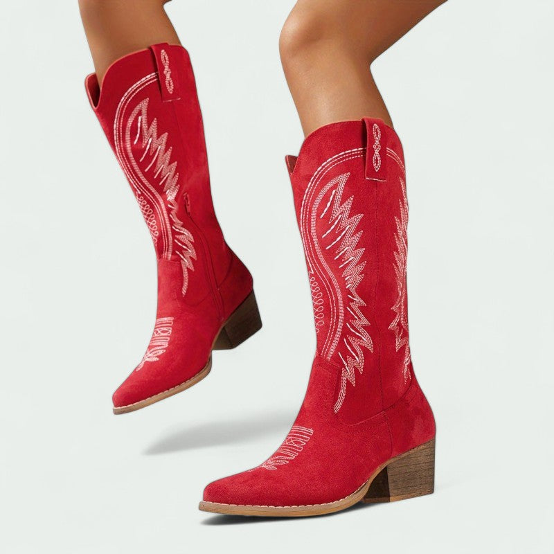 Botas Estilo Western para Mujer con Bordados Clásicos