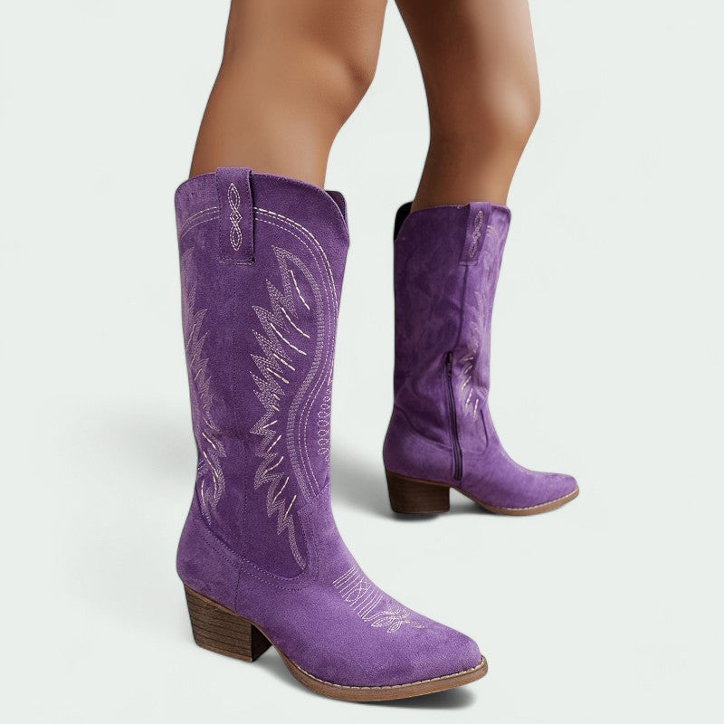 Botas Estilo Western para Mujer con Bordados Clásicos