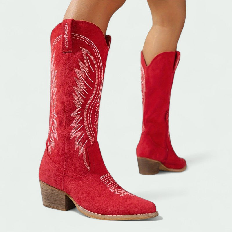 Botas Estilo Western para Mujer con Bordados Clásicos