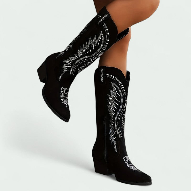 Botas Estilo Western para Mujer con Bordados Clásicos