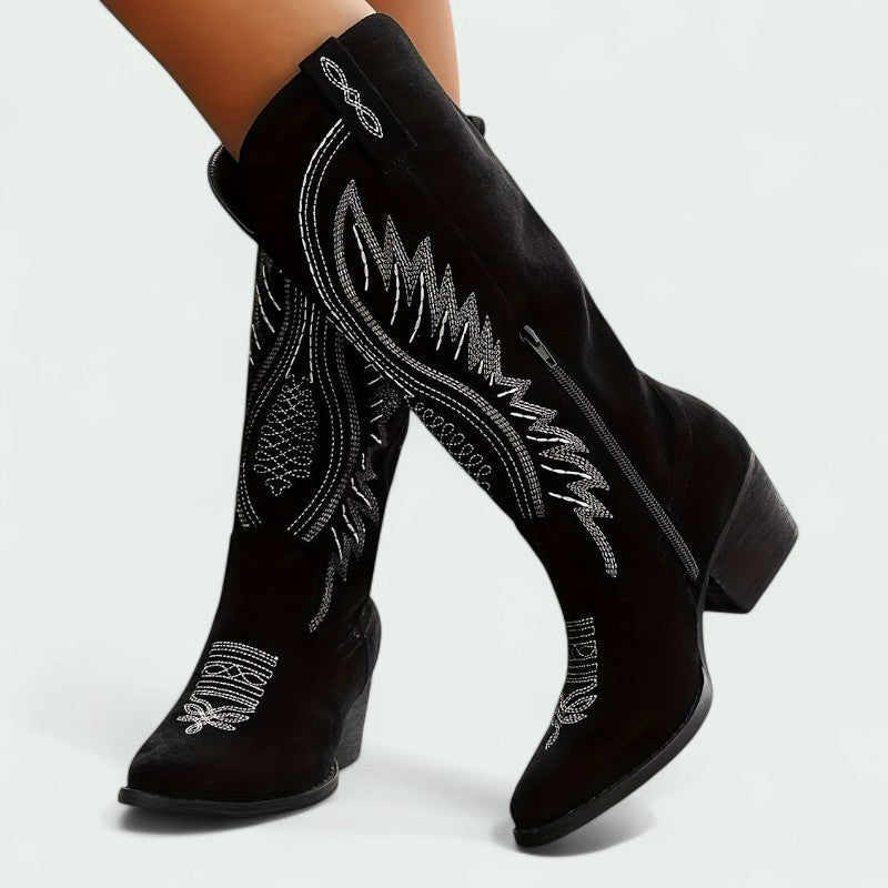 Botas Estilo Western para Mujer con Bordados Clásicos