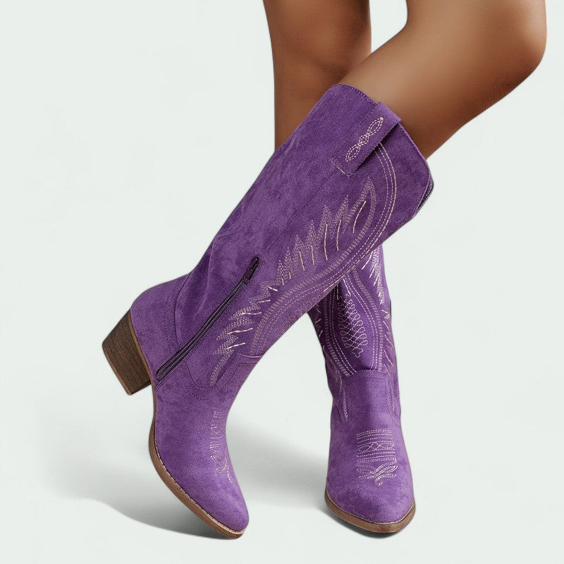Botas Estilo Western para Mujer con Bordados Clásicos