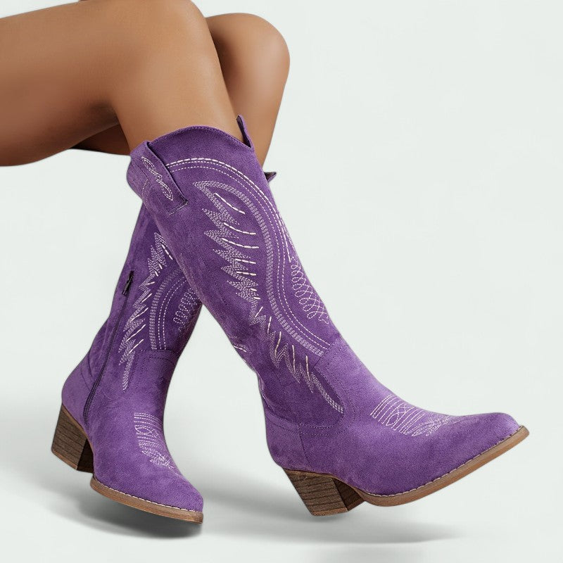 Botas Estilo Western para Mujer con Bordados Clásicos