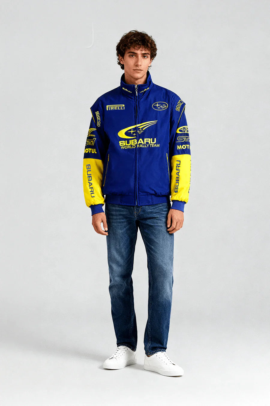 Chaqueta de carreras Subaru Rally Vintage Racing – Edición Azul – Unisex – Retro