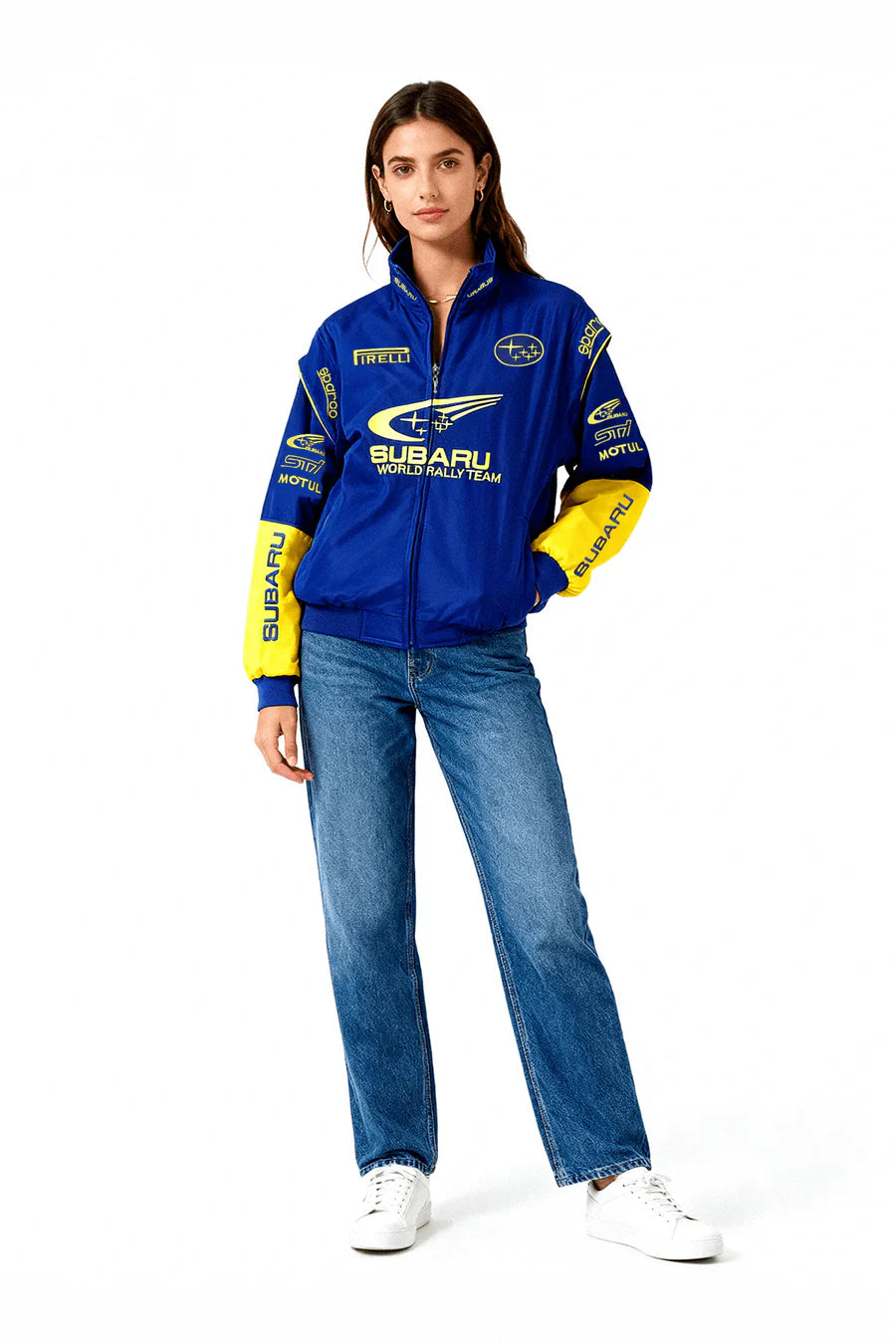 Chaqueta de carreras Subaru Rally Vintage Racing – Edición Azul – Unisex – Retro