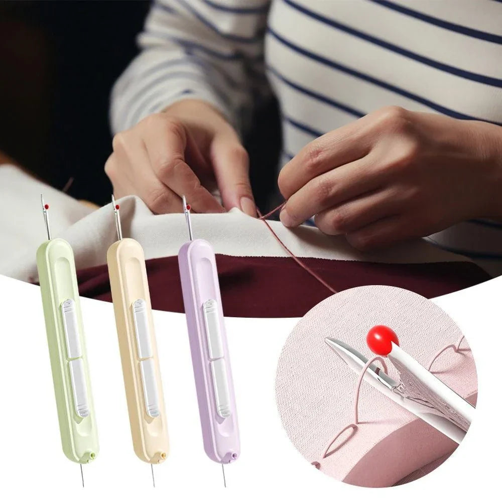 Enhebrador de agujas 2 en 1 con descosedor – Compacto y práctico