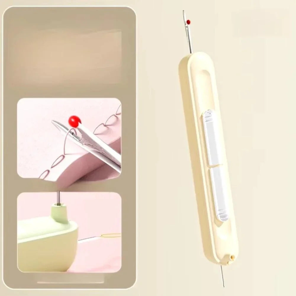Enhebrador de agujas 2 en 1 con descosedor – Compacto y práctico