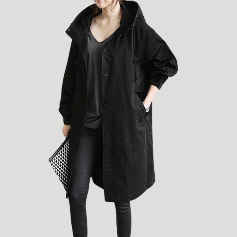 Trench con capucha - DESCUENTOSMAX