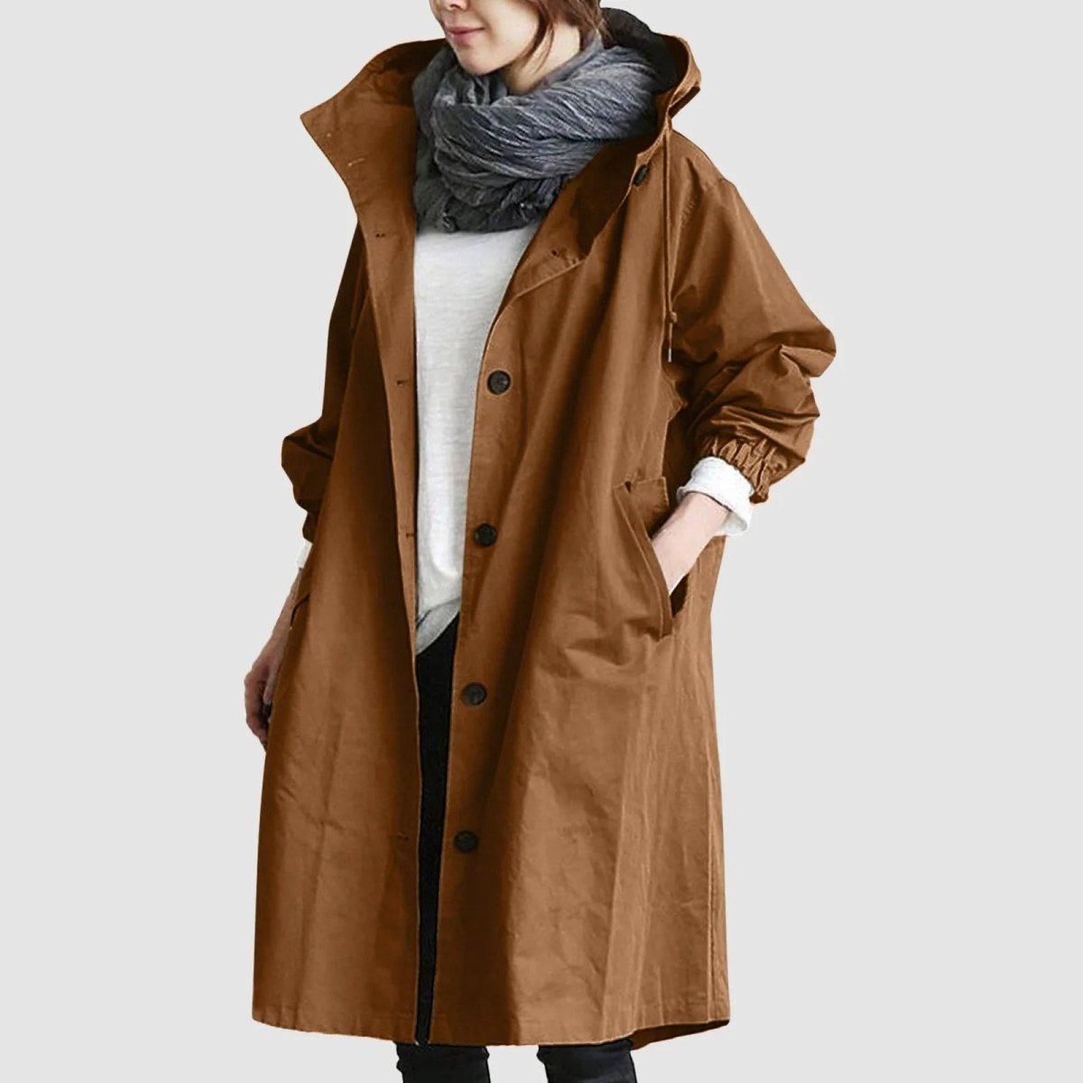 Trench con capucha - DESCUENTOSMAX