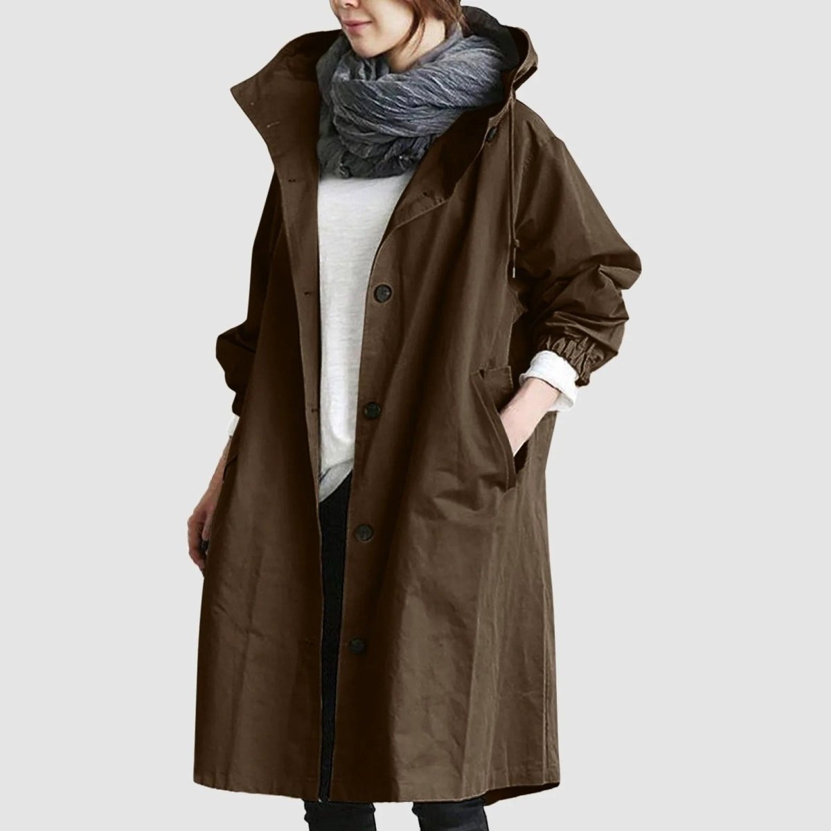 Trench con capucha - DESCUENTOSMAX