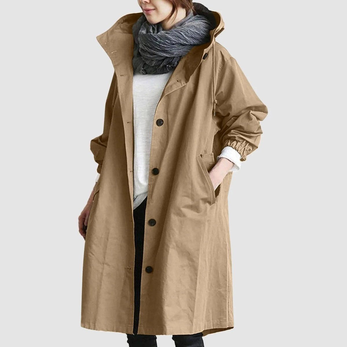 Trench con capucha - DESCUENTOSMAX