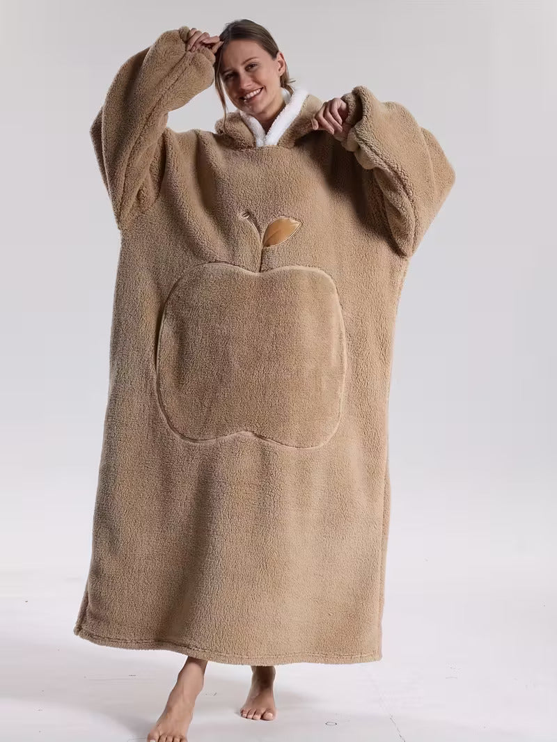 Manta con capucha y mangas tipo sudadera 140 cm poliéster lavable 8 colores — Marrón
