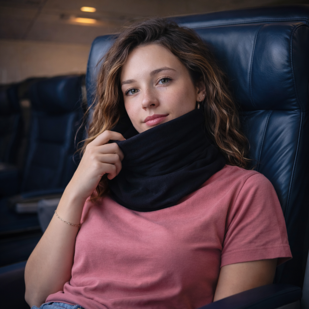 Almohada de viaje envolvente con soporte para cuello y reposo en posición vertical