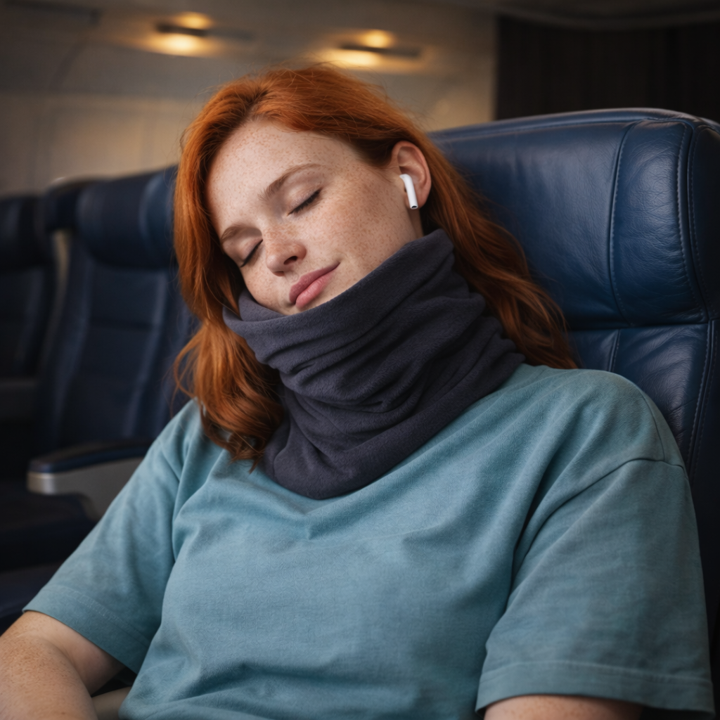 Almohada de viaje envolvente con soporte para cuello y reposo en posición vertical