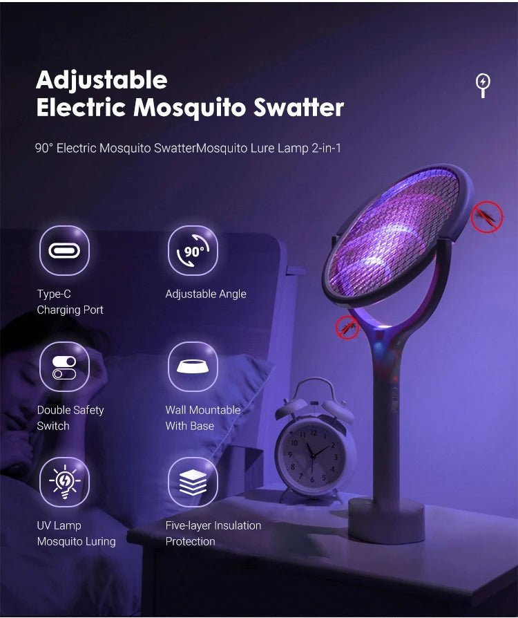 Lámpara mata mosquitos 5 en 1 | Luz LED y carga USB