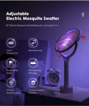 Lámpara mata mosquitos 5 en 1 | Luz LED y carga USB